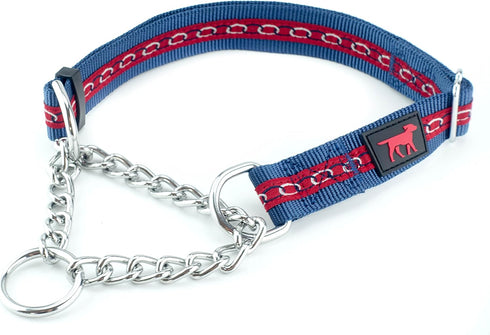 Tuff Pupper Martingale Collar for Dogs, Adjustable No Pull Training Collar, Gentle Nylon & Steel Chain, Large (18-26"