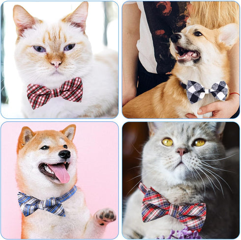 Segarty 6 PCS Dog Bow Tie, Holiday Grooming Bulk Bows for Pet Puppy Photography, Cute Plaid Patterned Gift