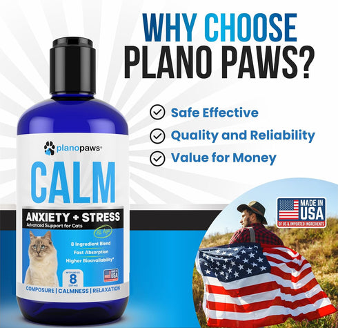 Cat Anxiety Relief - 90 Day Supply, Faster Absorption Than Calming Treats, Liquid Cat Treats for Sleep Aid, 8