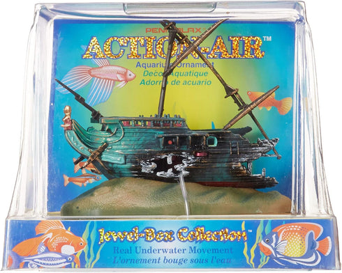 Penn-Plax Aerating Action Ornament, Rocking Shipwreck