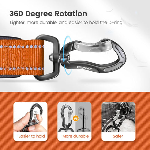 IOKHEIRA Orange Leash for Large Dogs, Multifunctional Adjustable Heavy Duty Leash