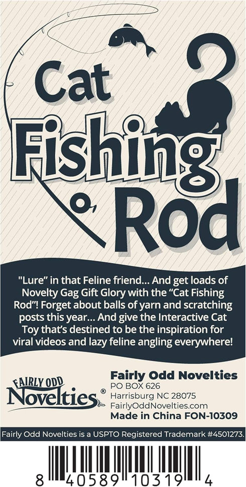 Fairly Odd Novelties Cat Fishing Pole Toy, Funny Interactive Fish Toy for Cats, Kittens, and Small Pets, Multi-Colored