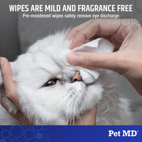 Pet MD Dog Tear Stain Remover Wipes, Cat and Dog Eye Wipes for Discharge and Crust, 60 ct