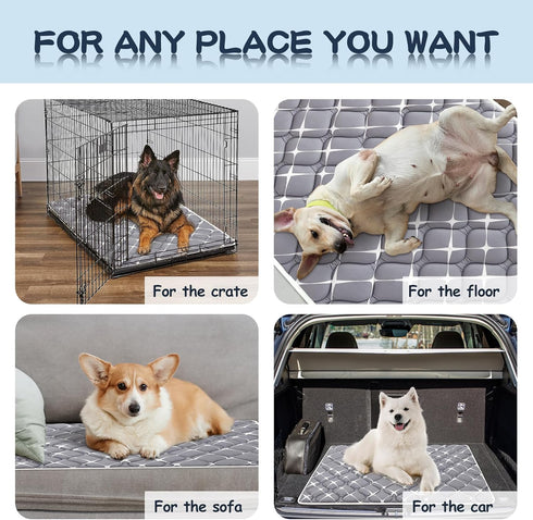 Dog Crate Mat, Ultra Soft Washable Dog Bed Mat with Anti-Slip Bottom, Cute Prints, 59" X 35"