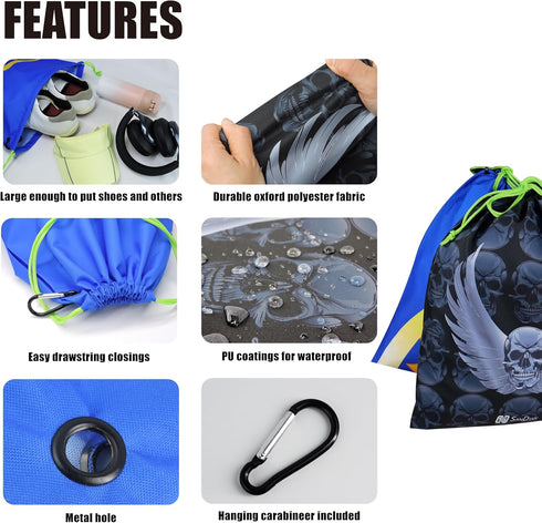 Packing (SP80) SANDIAN, Golf Shoes Pouch Bag, Waterproof Storage Bag, Drawstring Rope Closures, Sublimation Dye Prints