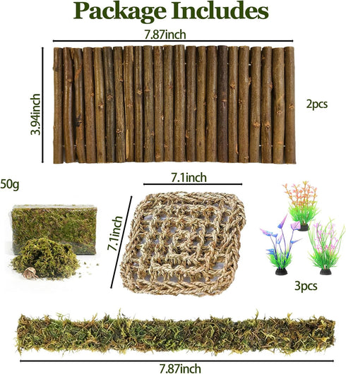 Hammock,Reptile Hermit Crab Accessories, Hermit Crab Climbing Toys,Flexible Moss Pole with Wood Bridges Reptile Tank