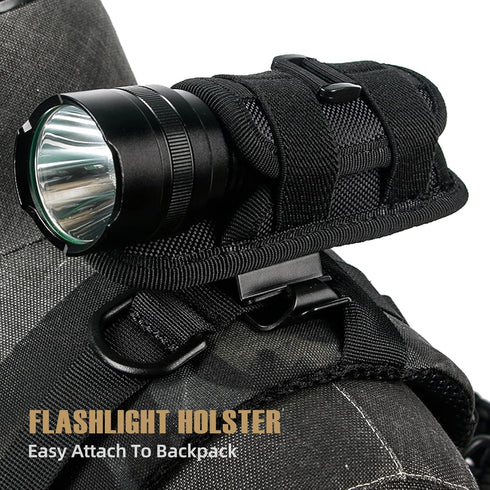 LIVANS Tactical Flashlight Pouch Holster - Rotatable Flashlight Holder Belt Clip with 360 Degree Carabiner Reel Clip