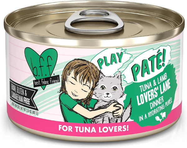 B.F.F. PLAY - Best Feline Friend Paté Lovers, Tuna & Lamb Lovers' Lane, 2.8oz Can, Pack of 12