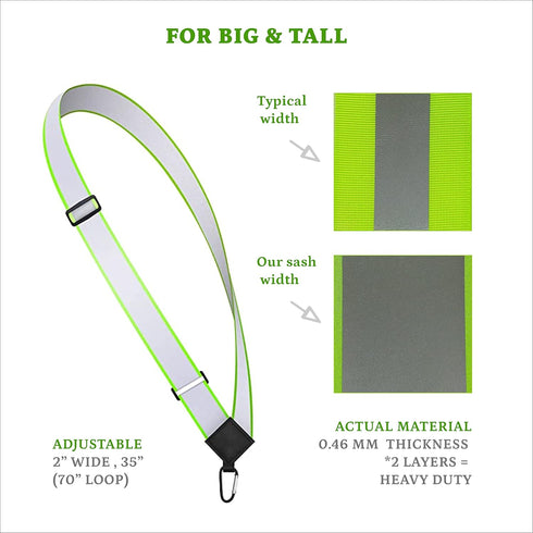 Reflective sash - Reflective Gear for Walking at Night - High Visibility Safety - Reflective Dog Walking Gear - Walking Reflective Gear - Reflective sash for Outdoor Activities - ZAHA