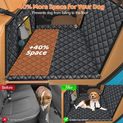 3-Sided Hammock 200 lbs URPOWER Hard Bottom Dog Car Seat for Large Medium Dogs, Dog Back Seat Extender with Hard