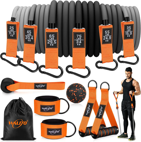 WALITO Resistance Bands Set, Exercise Bands with Handles, Door Anchor, and Ankle Straps for Home Workouts
