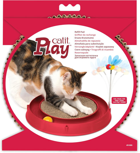 Catit Play Circuit Ball Cat Toy with Scratch Pad and Catnip Toy - Red, 43000