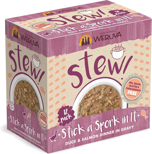 Weruva Classic Cat Stews, Stick A Spork in It with Duck & Salmon in Gravy, 3oz Pouch (Pack of 12).