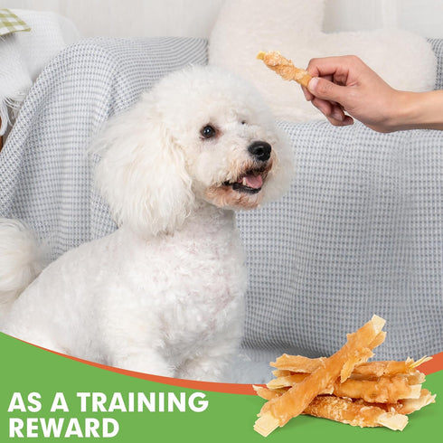 MON2SUN 4 Inch 10.58oz (30 Count-Pack 1) Rawhide Free Dog Treats, Chicken Wrapped Cod Fillet Dog Snacks for Small Dogs
