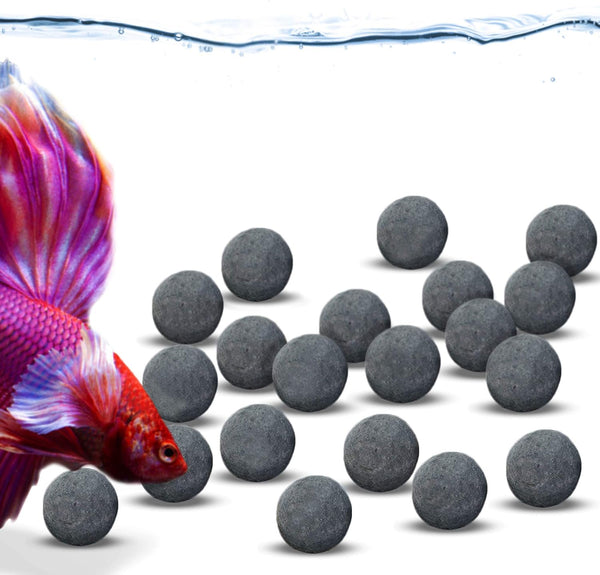 JOR Betta Calcium-rich Energy Balls, 20 pcs Water Conditioner Gray Beads for Crystal Clear Aquarium Water