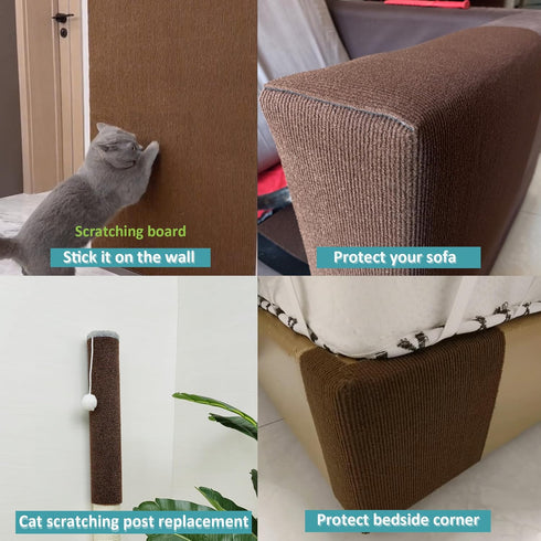 Cat Scratch Furniture Protector, 78.7"x15.8" Trimmable Self-Adhesive Couch Protector for Cat Wall Scratcher