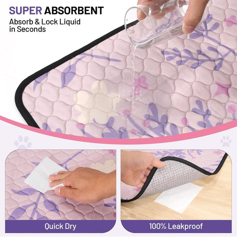 48x48 (Pack 2) Washable Dog Pee Pads - Absorbent Reusable Puppy Training Pads, Waterproof Leak - Proof & Non - Slip