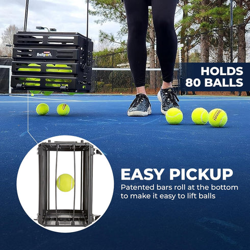 Tourna Ballport Deluxe Tennis Ball Hopper with Wheels - Effortless Ball Collection