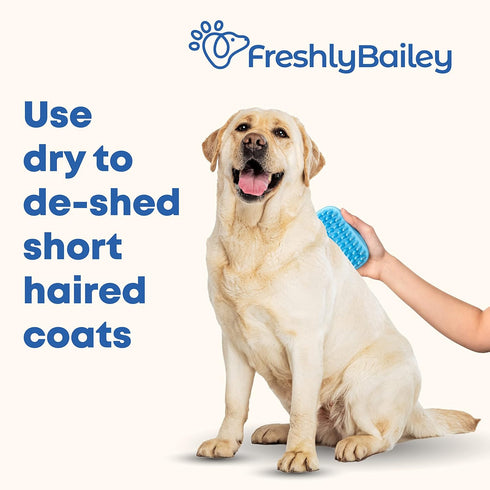 Rubber Dog Bath Brush, Silicone Pet Wash & Massage Brush for Bathing, Massaging & De-shedding