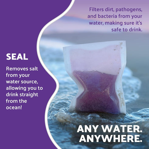 OTS Osmo Seal - 4 Pack - Fresh & Salt Water Filter - Portable Emergency Water Purifier for Survival