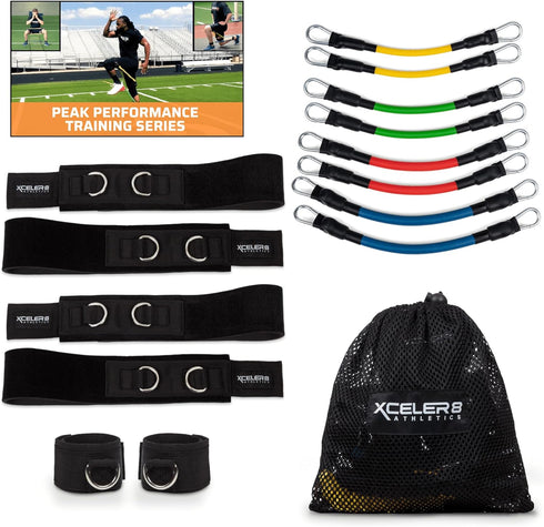XCELER8 Bands for Speed and Agility Training - Includes Ankle Straps, Training Videos for All Sports