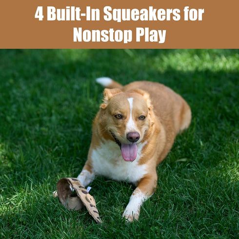 SPOT Skinneeez Leather Snake, 25in Stuffing-Free Dog Toy with Real Leather & 4 Squeakers for Medium Dogs
