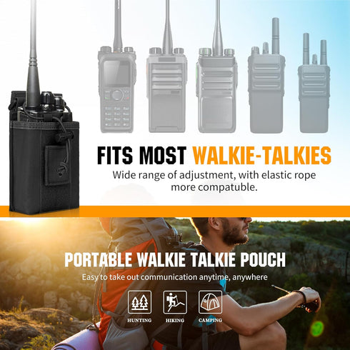IronSeals Tactical Molle Adjustable Interphone Storage Bag, Outdoor Sports Radio Pouch for Two Ways Walkie-Talkie