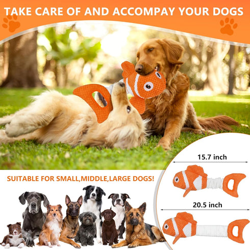 Squeaky Dog Toys, Durable Interactive Tug of War Puppy Toys for Indoor and Outdoor Play, Soft Fabric for All Dogs