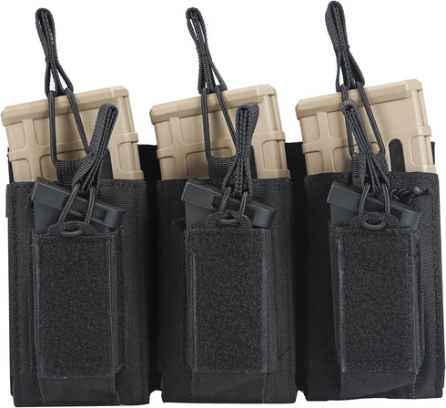 Triple Mag Pouch Open-Top Rifle and Pistol Magazine Pouches for M4 M16 AK Military Gear
