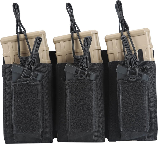 Triple Mag Pouch Open-Top Rifle and Pistol Magazine Pouches for M4 M16 AK Military Gear