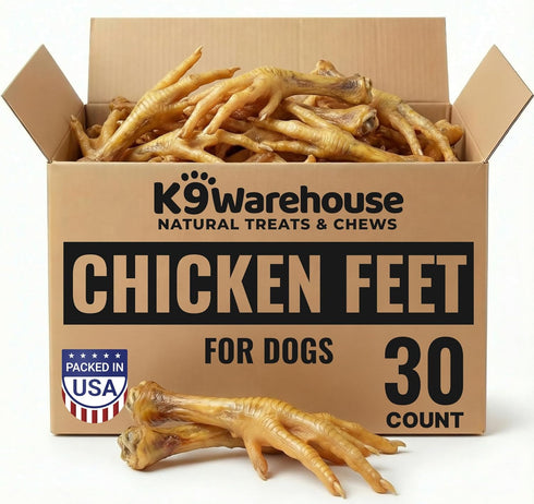 K9warehouse Chicken Feet for Dogs - 30 Count, Dehydrated Chicken Dog Treats,