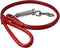 Round Genuine Rolled Leather Shock Absorbing Dog Leash, 3.5" Long, 1/2" Wide, Red for Large Breeds