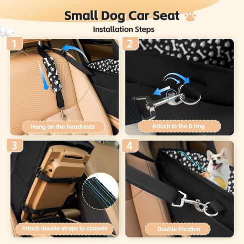 Kfonla 15lbs Center Console Dog Car Seat, Portable Pet Cat Puppy Booster Armrest Carseat, Anti-Collapse Pet Car Seat