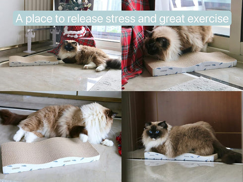 Cat Scratcher 4 PCS Pad - Cardboard with Premium Reversible Scratch Textures, Durable Scratching Pad
