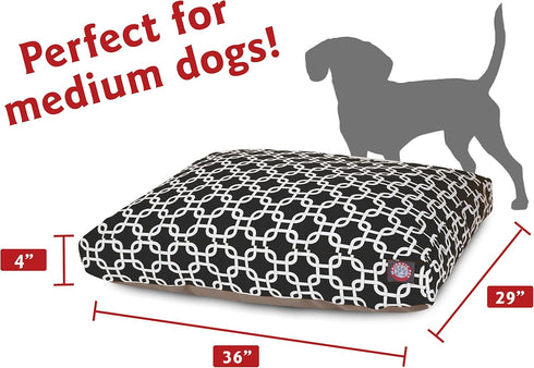 Black Links Medium Rectangle Indoor Outdoor Pet Dog Bed - Removable Washable Cover by Majestic Pet Products
