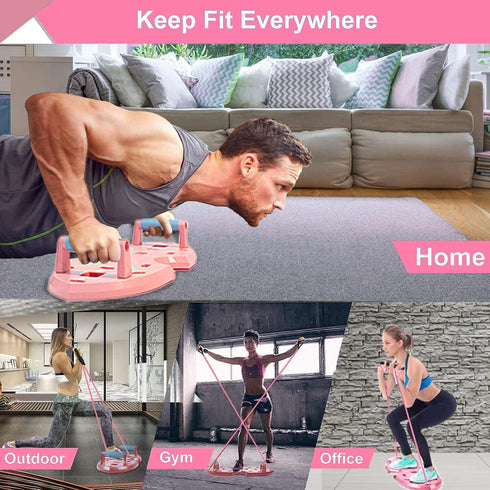 LALAHIGH Portable Home Gym System for Men and Women: Push Up Board, Pilates Bar & 20 Fitness Accessories with