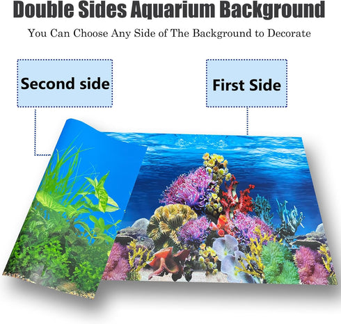 Fish Backgrounds Paper Double Sides Undersea Aquarium Poster, Colorful Sea Anemone Fish Tank Sticker Decorations.