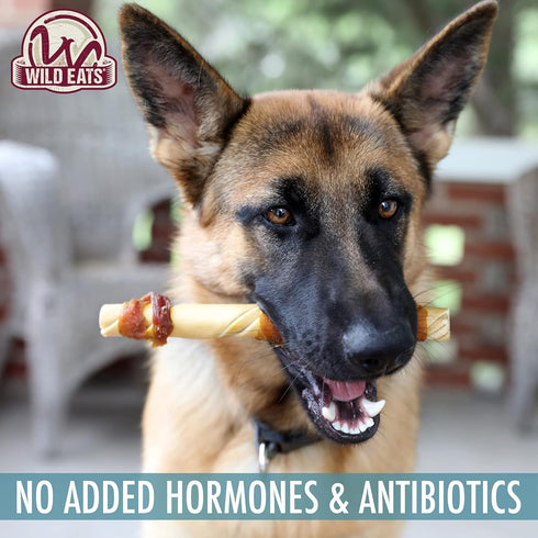 10 Pack Wild Eats Water Buffalo Jerky Wrapped Cheek Twist Dog Chews - (Healthy Alternative for Beef Rawhides for Dogs