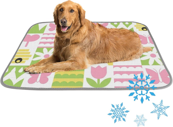 imiBBWQu Dog Cooling Mat Easter Bunny Floral Cooling Sofa Mat Washable Pet Stroller