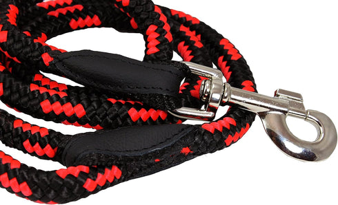 Dogs My Love 6ft Long Braided Rope Dog Leash, Red with Black, Large (1/2" Diam)