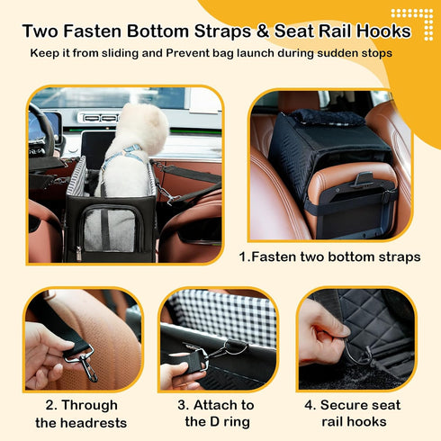 12lbs, Console Dog Car Seat for Small Dogs Cats Up to Anti-Collapse Pet Armrest Booster Seat with Soft Pillow,Non-Slip