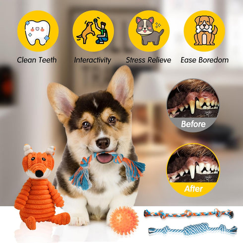 Zeaxuie 14 Pack Puppy Toys - Teething Chew Toys with Cute Squeaky Toys, Balls, and Rope Chew Toys for Small Dogs