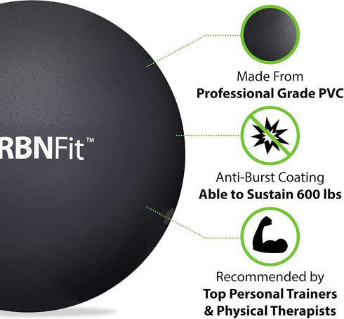 URBNFit Small Exercise Ball - 9-inch Mini Pilates Ball with Fitness Guide for Yoga, Barre, Physical Therapy, Stretching & Core Stability Workout by URBNFit