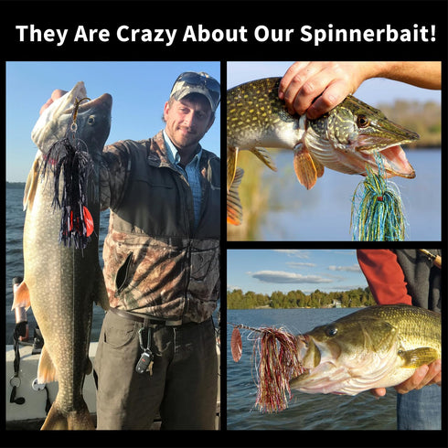 QualyQualy Fishing Spinner Bait 3pcs, Musky Bucktail Spinnerbait with Double Blades for Pike, Bass, Trout Lures
