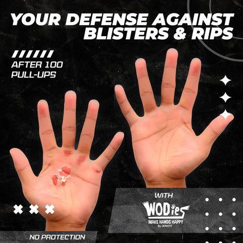 3 JerkFit WODies Gymnastics & Weightlifting Grips with Wrist Wraps Hole Versatile Gym Gloves for Pull Ups, Gym Training
