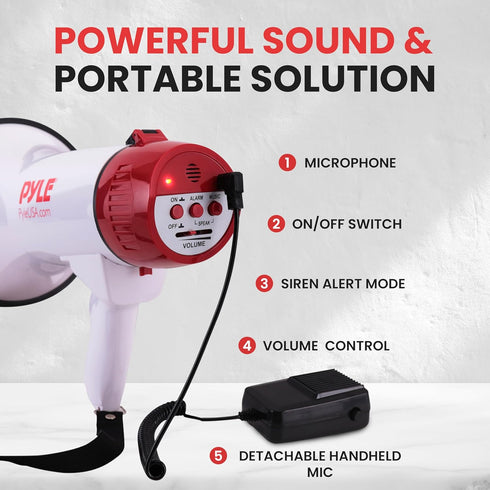Pyle 40 Watt Professional Megaphone with Clear Sound, Ergonomic Grip, Indoor & Outdoor Use