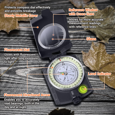 Sportneer Waterproof Shockproof Compass for Hiking, Climbing, Biking, Exploring Geology Outdoor Activities