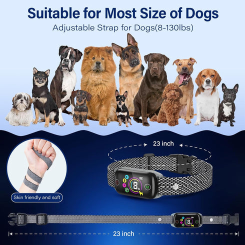 2024 New Dog Bark Collar, Coolait Rechargeable Anti Bark Collar for Large Medium Dogs, 2 Pack with Adjustable