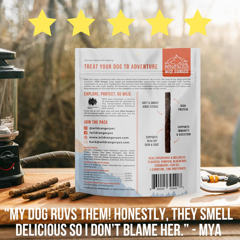 WILD NATURE All Natural Jerky Dog Treats | Duck, Chicken, and Beef Jerky Dog Treats Made in The USA | High Protein