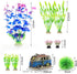 ALEGI Fish Tank Decorations with Resin Cave Rock View, Purple Set of Plastic Plants and Hideout Ornaments